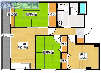 第二スカイマンション青嵐(3DK/3階)の間取り写真