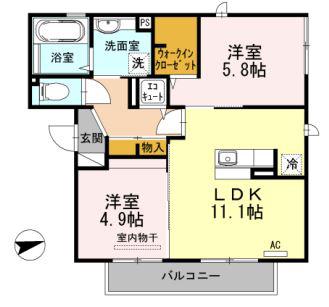 ブランシェメゾン(2LDK/3階)の間取り写真