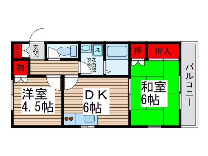 ピノ馬橋(2DK/1階)の間取り写真