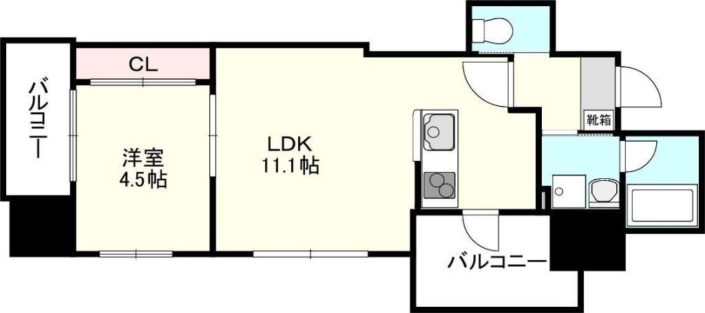 ARAHACHI FSERIES(1LDK/4階)の間取り写真