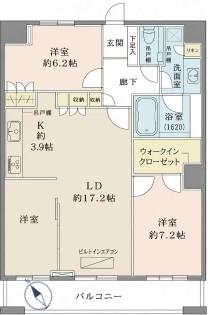 ザ・東京タワーズミッドタワー ミッド棟(3LDK/45階)の間取り写真