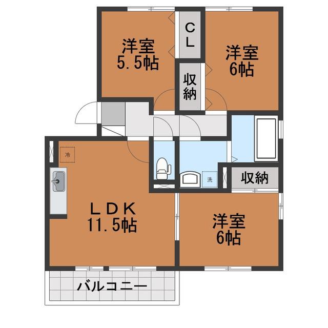 ピュアハウス桜ヶ岡(3LDK/3階)の間取り写真