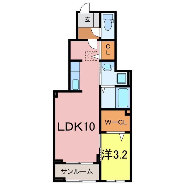 エスポワール池浦(1LDK/1階)の間取り写真