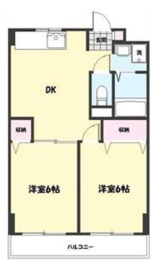 グランドール赤塚(2DK/4階)の間取り写真