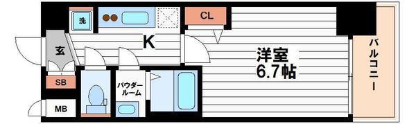 プレサンス谷町九丁目ディセオ(1K/2階)の間取り写真