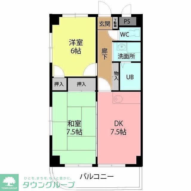 アーバンコア堀之内(2DK/3階)の間取り写真
