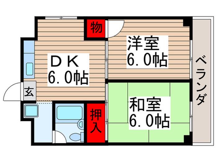 CASA チェルキオ(2DK/4階)の間取り写真
