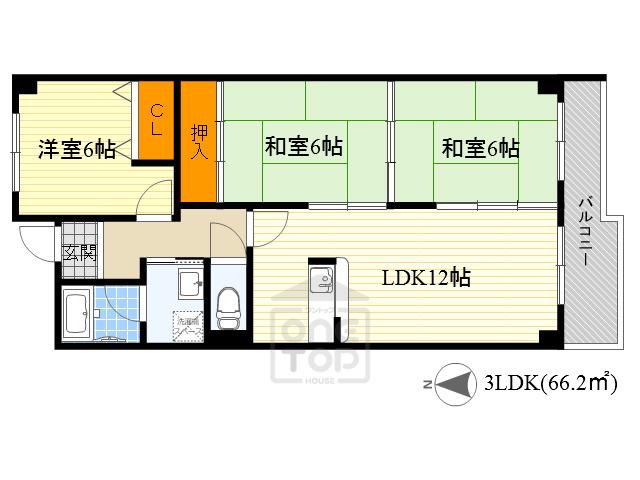 プリムベール向丘(3LDK/2階)の間取り写真