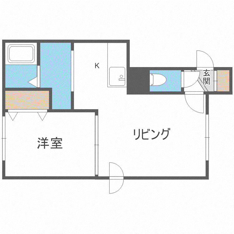 ロージェ麻生(1LDK/4階)の間取り写真