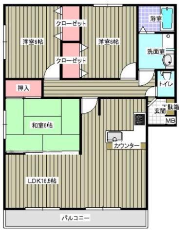 サンバレイ緑地(3LDK/3階)の間取り写真
