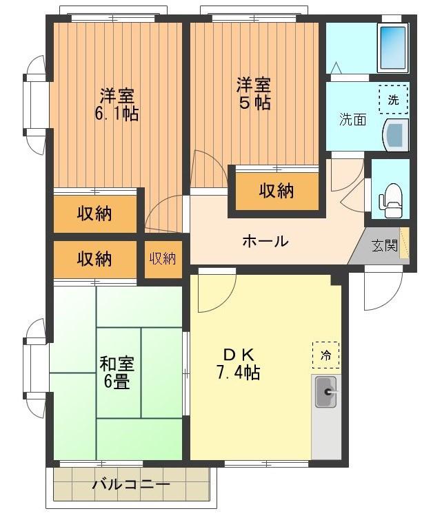 ストークヴィレッジB(3DK/2階)の間取り写真