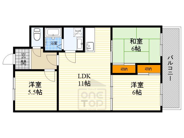ヒノデハイツ3号館(3LDK/4階)の間取り写真