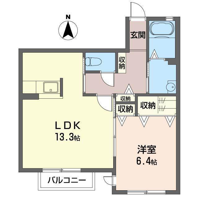 ピュアコート(1LDK/2階)の間取り写真