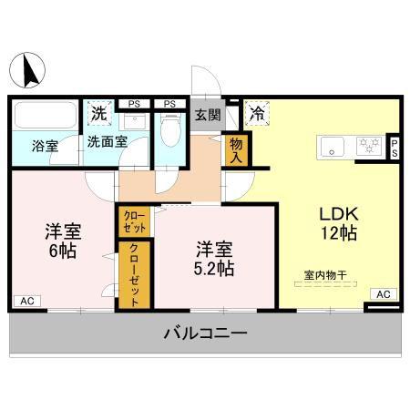 CHARME(2LDK/3階)の間取り写真