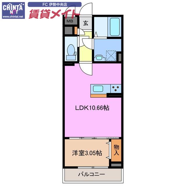 MTF-II咲(1LDK/2階)の間取り写真