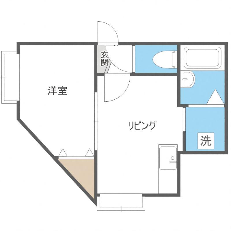 カーサ平和通(1DK/3階)の間取り写真