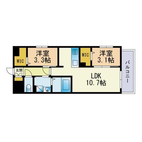 BLUECROSS西公園(2LDK/2階)の間取り写真