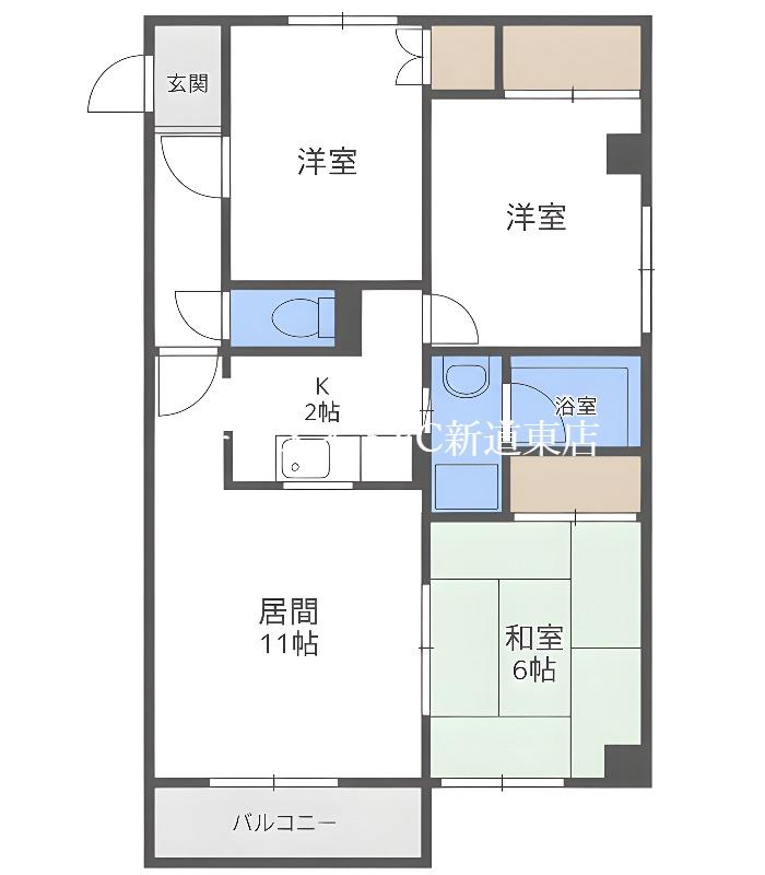 ハウス楡(3LDK/1階)の間取り写真