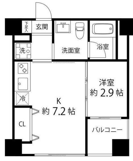 ハイリーフ上野(1DK/7階)の間取り写真