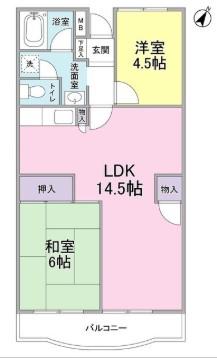 ハイウェル高幡不動(2DK/2階)の間取り写真