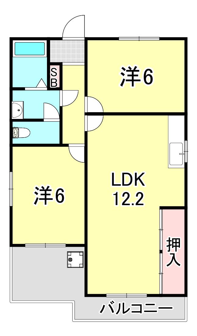 甲南メゾン本山(2LDK/5階)の間取り写真
