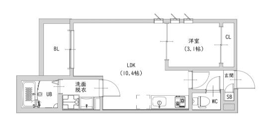 プルーム中原東(1LDK/1階)の間取り写真