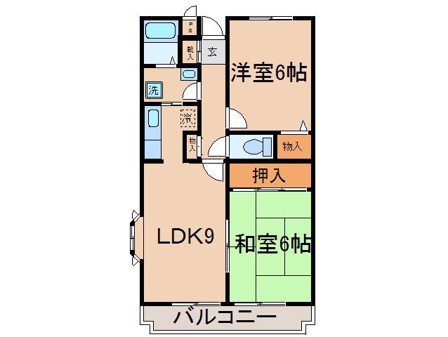 リヴェール21日吉(2LDK/1階)の間取り写真