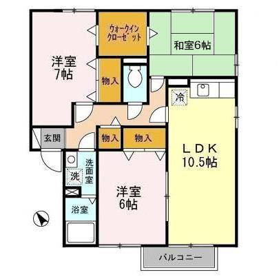 リビングタウン金池C(3LDK/1階)の間取り写真