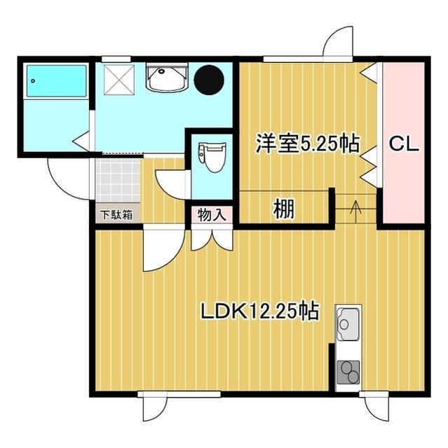 BRUN(1LDK/1階)の間取り写真