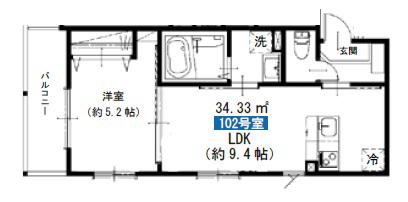 MELDIA梅島VI(1LDK/1階)の間取り写真
