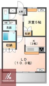 フローラル丸美(1LDK/2階)の間取り写真