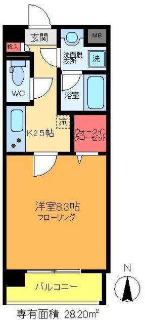 LAPIN OHJIMA -ラパン オオジマ-(1K/4階)の間取り写真