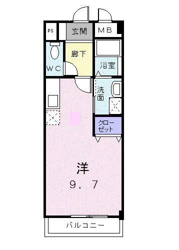 パークサイドパレス(ワンルーム/4階)の間取り写真