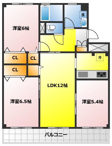 サクラパレス(3LDK/2階)の間取り写真