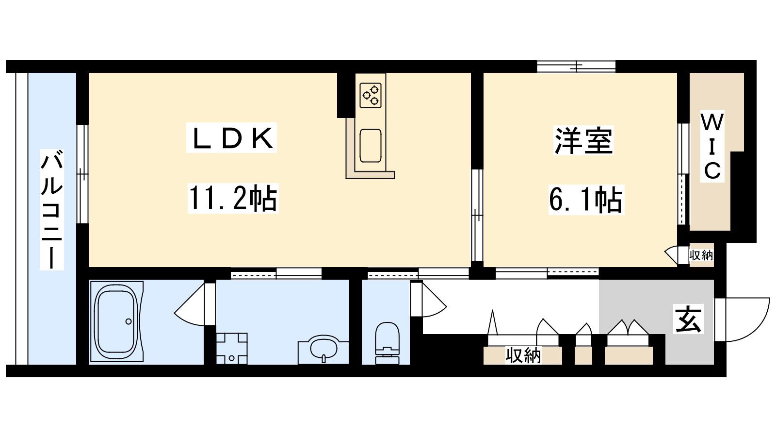 ヘミングウェイ(1LDK/3階)の間取り写真