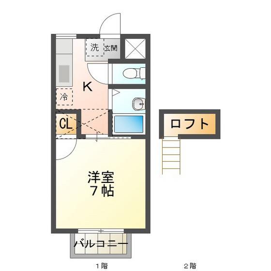 ドリーム2(1K/2階)の間取り写真