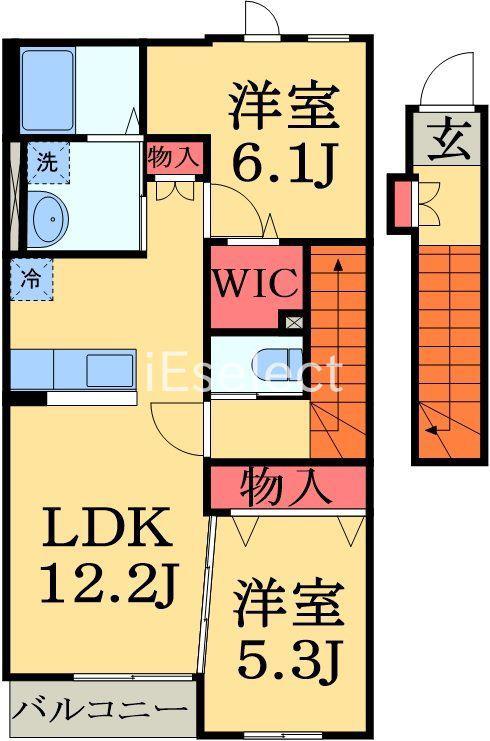 ヴィータ・セーヴェ(2LDK/2階)の間取り写真