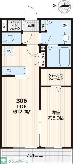 ビューノシャンテ上小岩(1LDK/3階)の間取り写真