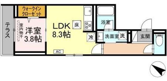 D PAINA 生麦(1LDK/1階)の間取り写真