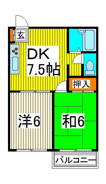グランドソレイユ(2DK/2階)の間取り写真