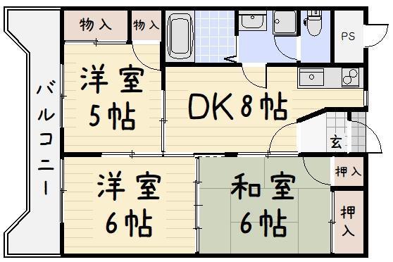 コーポ森川(3DK/6階)の間取り写真