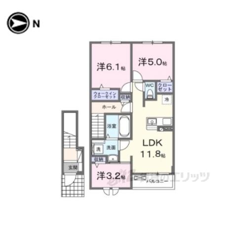 クラール倉治A(3LDK/2階)の間取り写真