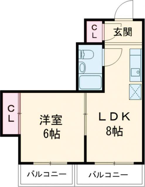 パークス熊谷(1LDK/2階)の間取り写真