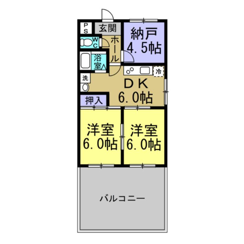 ファミール橋爪A(3DK/2階)の間取り写真