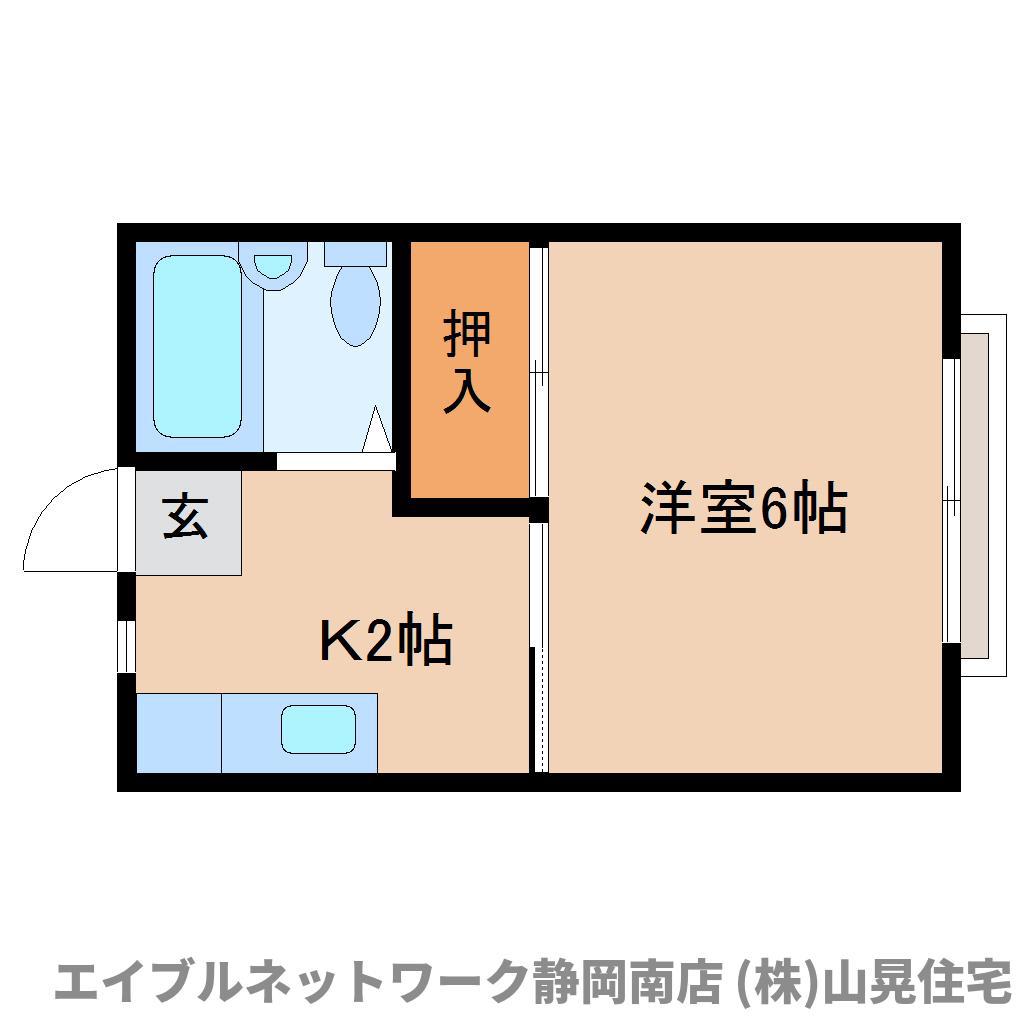 ウエストハイツ(1K/2階)の間取り写真