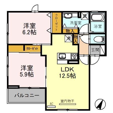 ジュレ・ブランシュ(2LDK/3階)の間取り写真