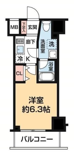 ガレリアレジデンス石川町(1K/7階)の間取り写真