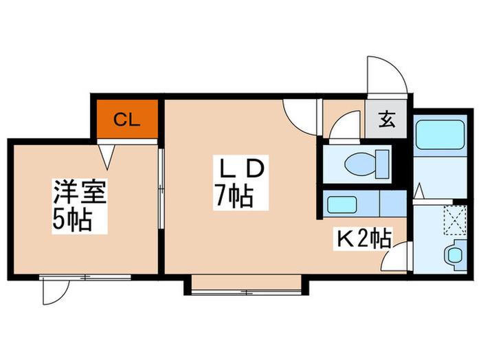 ラパス月寒(1LDK/1階)の間取り写真