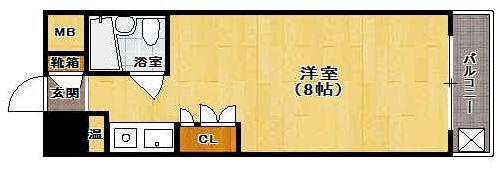 ハッピーエステート大濠(ワンルーム/2階)の間取り写真