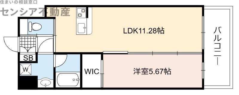 プレジオ森河内ASIAN(1LDK/8階)の間取り写真